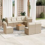 vidaXL Salon de jardin avec coussins 9 Pièces beige résine tressée