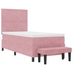 vidaXL Lit à Ressorts avec Matelas & Banc Rose 90x190 cm Velours
