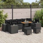 vidaXL Ensemble de canapé de jardin 10 Pièces Noir 90 x 55 x 71 cm