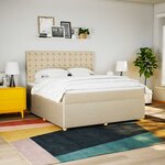 vidaXL Sommier à lattes de lit avec matelas Crème 180x200 cm Tissu