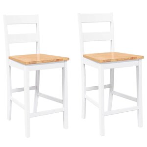 VidaXL Tabourets de bar 2 Pièces blanc bois massif d'hévéa