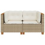 vidaXL Canapés d'angle de jardin et coussins 2Pièces beige résine tressée