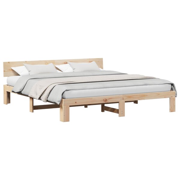 vidaXL Cadre de lit avec tête de lit Naturel 180 x 200 cm Pin massif