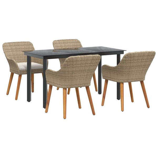 vidaXL Ensemble de salle à manger pour jardin 5 Pièces Beige polyrotin