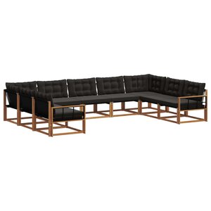 vidaXL Ensemble de canapés d'extérieur 9 pc Naturel et Noir