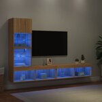 vidaXL Unités murales TV avec LED 4 Pièces chêne sonoma bois d'ingénierie