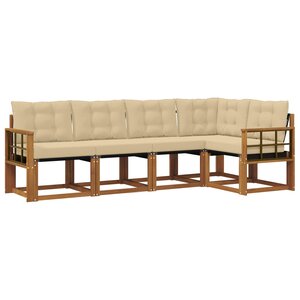 vidaXL Ensemble de canapés d'extérieur 5 Pièces Naturel et Beige