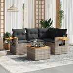 vidaXL Salon de jardin 5 Pièces avec coussins gris résine tressée