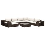 vidaXL Salon de jardin 10 Pièces avec coussins Résine tressée Marron