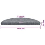vidaXL Tapis d'escalier autocollants 20 pièces 56 x 17 x 3 cm Gris clair Demi-rond