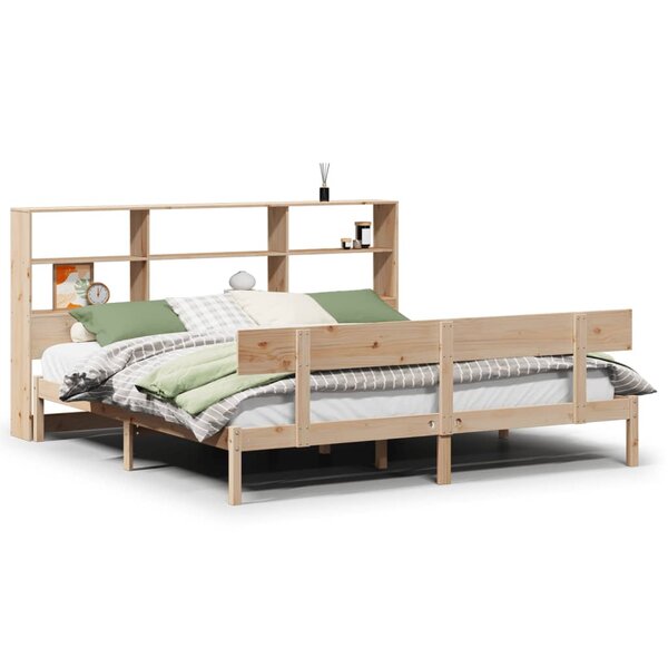 vidaXL Lit bibliothèque sans matelas 200x200 cm bois massif de pin