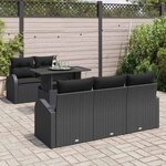 vidaXL Ensemble de canapé de jardin 6 Pièces Noir Poly Rattan