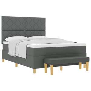vidaXL Lit à ressorts avec coussin Gris foncé 200 x 160 cm tissu