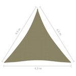 Vidaxl voile de parasol tissu oxford triangulaire 4 5x4 5x4 5 m beige
