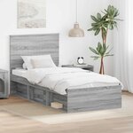 vidaXL Cadre de lit Gris Sonoma 90 x 190 cm Bois de pin massif