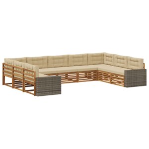 vidaXL Ensemble de canapés d'extérieur 9 Pièces Naturel et Beige