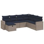vidaXL Salon de jardin 7 Pièces avec coussins gris résine tressée