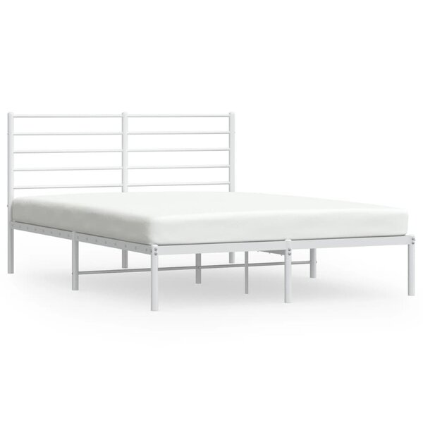 vidaXL Cadre de lit métal avec tête de lit blanc 120x200 cm