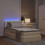 vidaXL Lit avec rangement et LED avec matelas Crème 100 x 200 cm tissu