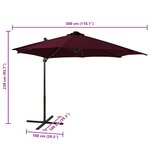 vidaXL Parasol de jardin en porte-à-faux avec mât et lumières LED