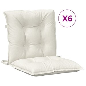 vidaXL Coussins de chaise à dossier bas lot de 6 crème mélangé tissu