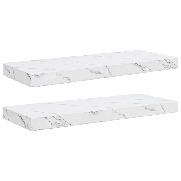 vidaXL Étagère Murale 2 pc Marbre blanc 60 x 23 5 x 3 8 cm