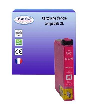 Cartouche Compatible pour  Epson WF-7720DTWF, T2713 / T2703 (27XL) Magenta  - T3AZUR