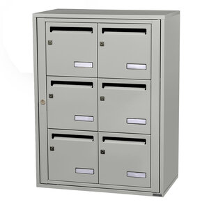 Bloc collectif leabox.com  2x3  grade 3  simple face  Intérieur  fixation murale   Gris agate RAL 7038 finition brillante