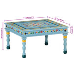 vidaXL Table basse turquoise bois de manguier massif peint à la main