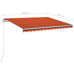 vidaXL Auvent manuel rétractable avec LED 300x250 cm Orange et marron