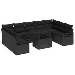 vidaXL Ensemble de canapé de jardin avec coussin 10 Pièces Noir polyrotin