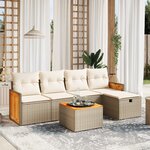 vidaXL Salon de jardin avec coussins 6 Pièces beige résine tressée