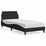 vidaXL Cadre de lit avec tête de lit Dover noir 90x190 cm tissu