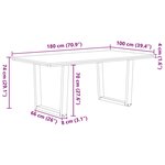 vidaXL Table à manger avec bord naturel 180x100x74cm bois massif chêne