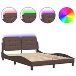 vidaXL Cadre de lit avec LED sans matelas Zadar marron 120x200 cm