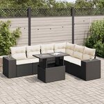 vidaXL Salon de jardin 7 Pièces avec coussins noir résine tressée