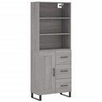 vidaXL Buffet haut Sonoma gris 69 5x34x180 cm Bois d'ingénierie