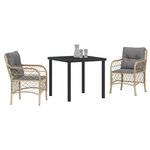 vidaXL Ensemble de salle à manger pour jardin 3 Pièces Beige Poly rotin