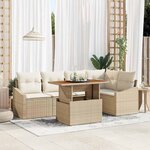 vidaXL Ensemble de canapé de jardin 6 Pièces Beige Poly rotin