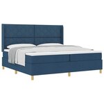 vidaXL Lit à Ressorts avec matelas Bleu 200 x 200 cm tissu