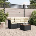 vidaXL Salon de jardin 4 Pièces avec coussins noir résine tressée