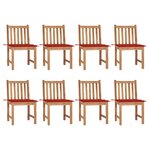 vidaXL Chaises de jardin lot de 8 avec coussins Bois de teck massif