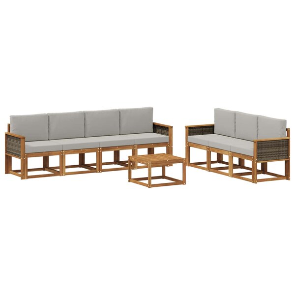 vidaXL Ensemble de canapés d'extérieur 7 Pièces Naturel et gris clair