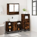 vidaXL Ensemble de meubles de salle de bain 3 Pièces Chêne fumé