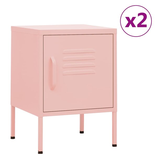 vidaXL Tables de chevet 2 Pièces Rose 35x35x51 cm Acier
