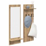 vidaXL Porte-manteau mural avec miroir Chêne artisanal 70 x 10 x 90 cm