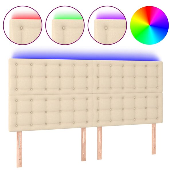 vidaXL Tête de lit à LED Crème 160x5x118/128 cm Tissu