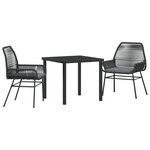 vidaXL Ensemble de Salle à Manger de Jardin 3 Pièces Avec Coussins Noirs en Poly Rattan
