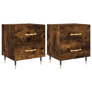 vidaXL Tables de chevet 2Pièces chêne fumé 40x35x47 5cm bois d’ingénierie