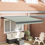 vidaXL Auvent Rétractable Vert et blanc 300 x 250 cm Tissu et Métal